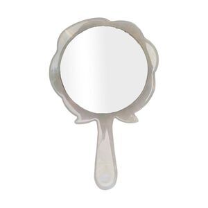 Rose Shape Handheld Mirror for Business Travel Beauty Parlor White